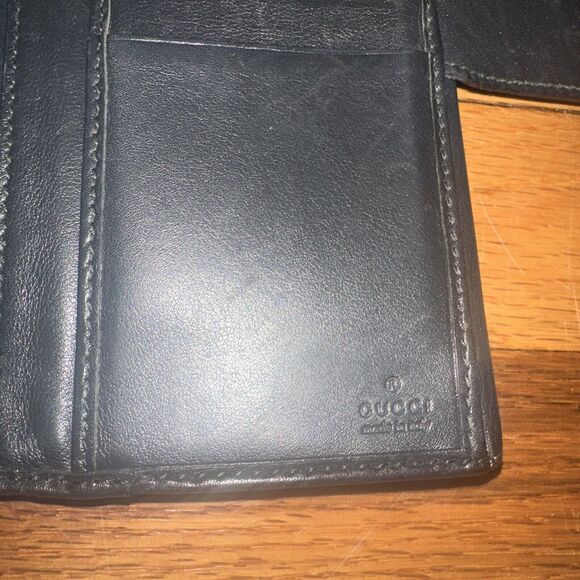 Authentic GUCCI Long Wallet Card Coin Bill Case Purse Heart Black - Picture 6 of 7